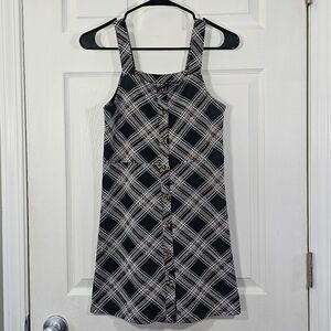 SO Black Pink & White Button Down Sleeveless Dress Size Large 10/12